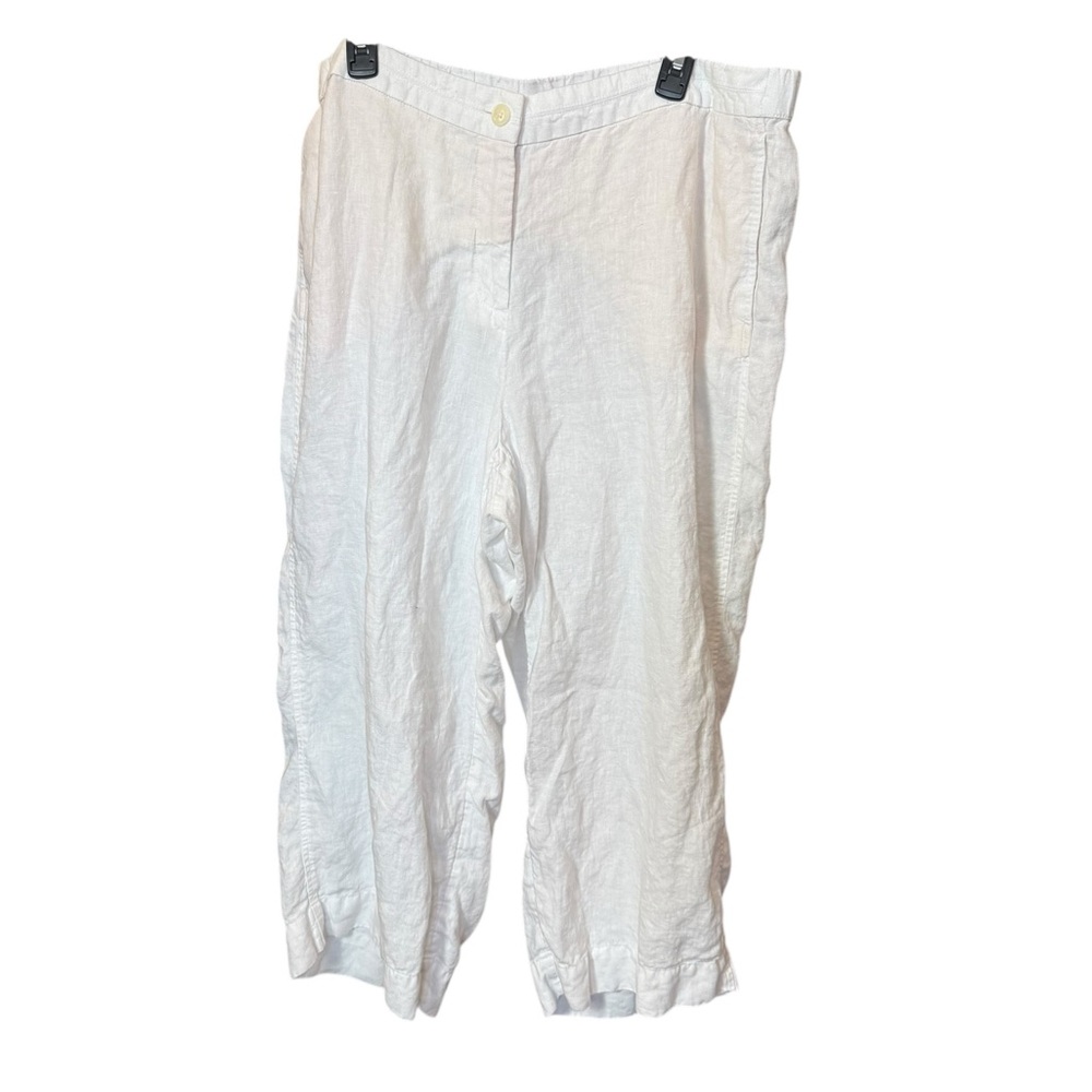 J.Jill Love Linen Cropped Pants White Relaxed Fit Elastic Back Size 2X - Picture 2 of 8